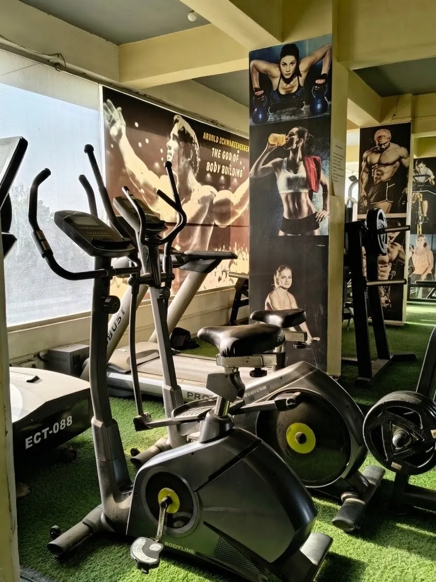 Close-up of treadmill console and modern cardio equipment at Kesari Health Club